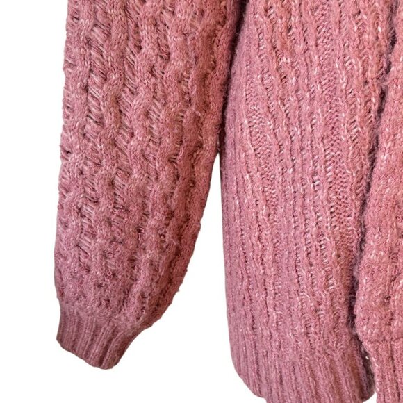 Anthropologie Rashida Open Cardigan Pink Chunky Open Cable Knit Oversized  Small - Picture 5 of 11